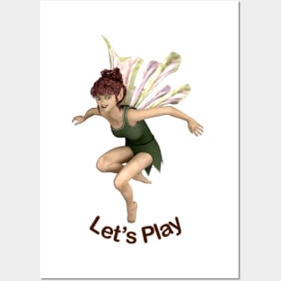 Let's Play No Limits cute elf fairy faerie flying through air dragon wings Posters and Art